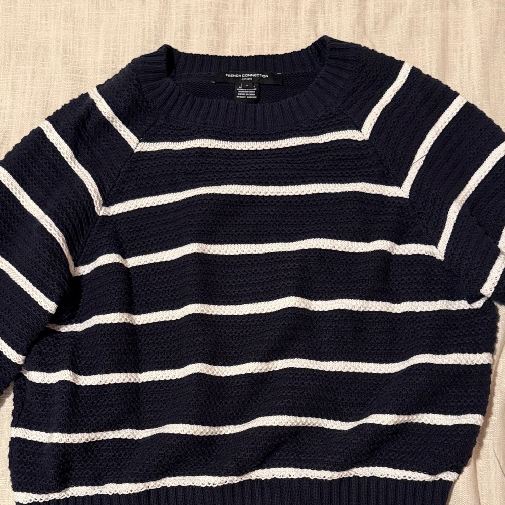 French Connection Navy Ribbed Sweater